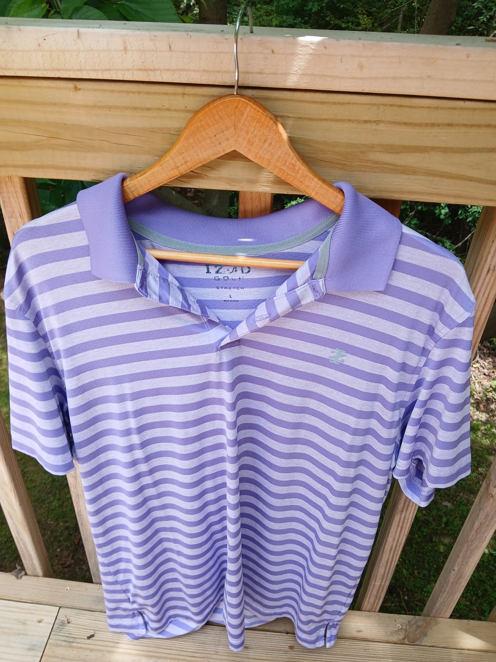 Izod Lavender and White Striped Golf Polo Shirt